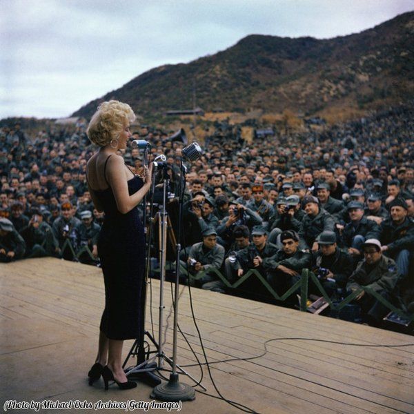 Marilyn Monroe performing to troops in Korea, 1954