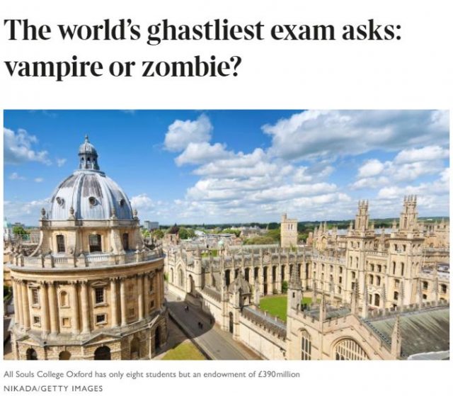 英语杂谈 | 牛津奇葩面试题：你愿意当吸血鬼还是僵尸？